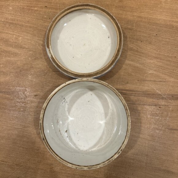 Japanese Chinese Antique Imari Ware Blue and White Small Jar with Lid  5" Round - Picture 3 of 4